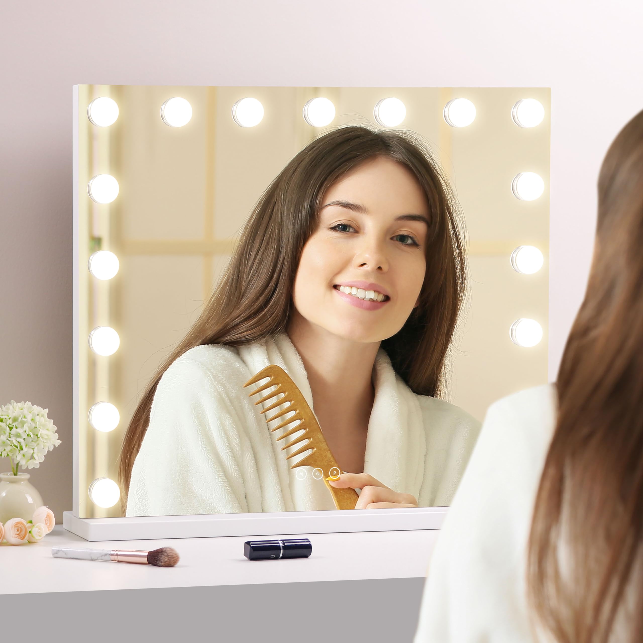 NUSVAN vanity mirror dimensions indicate ample space for brushes and accessories.