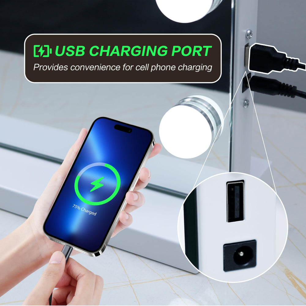 NUSVAN vanity mirror USB charging port for convenient device charging