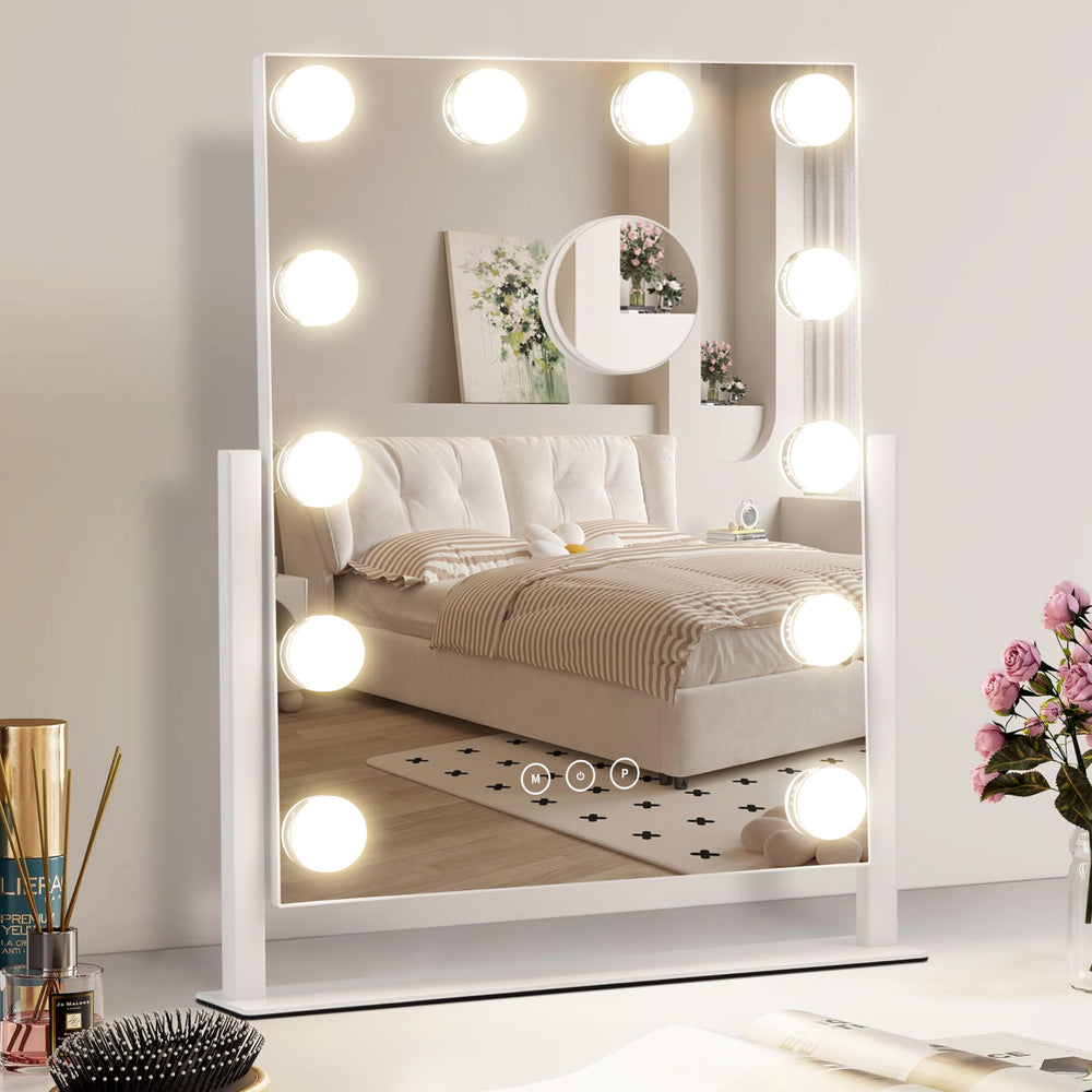 NUSVAN vanity mirror with lights showing adjustable brightness and color modes for true makeup tones