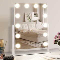 NUSVAN vanity mirror with lights showing adjustable brightness and color modes for true makeup tones