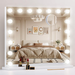 NUSVAN vanity mirror with lights front view highlights a wide surface for quick makeup application.