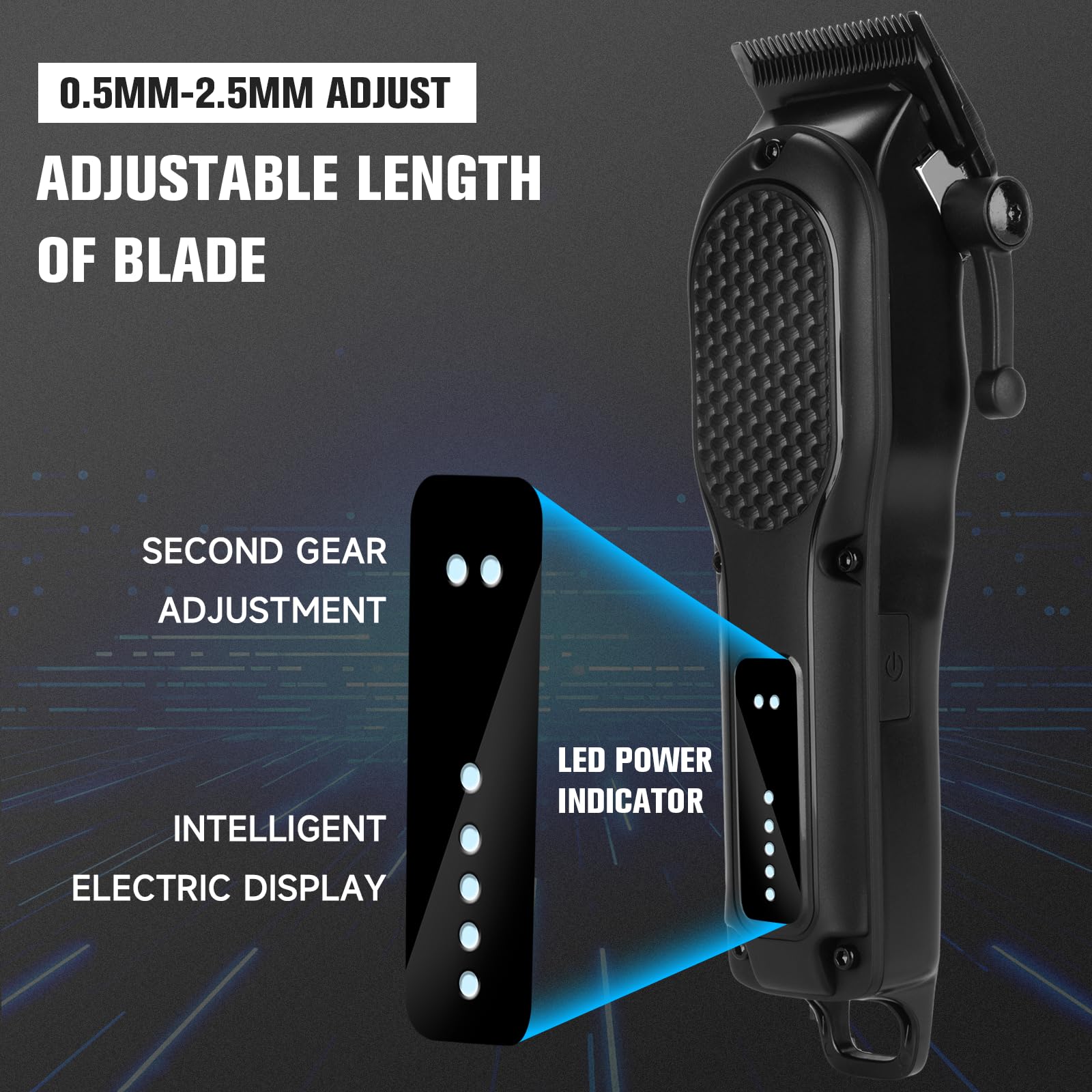 nutcore 5-speed hair clipper offers adjustable power for different styles.