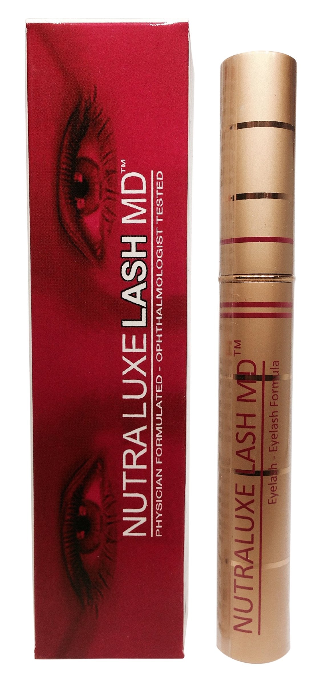 Nutra Luxe Md Lash Enhancer bottle promotes longer, fuller lashes