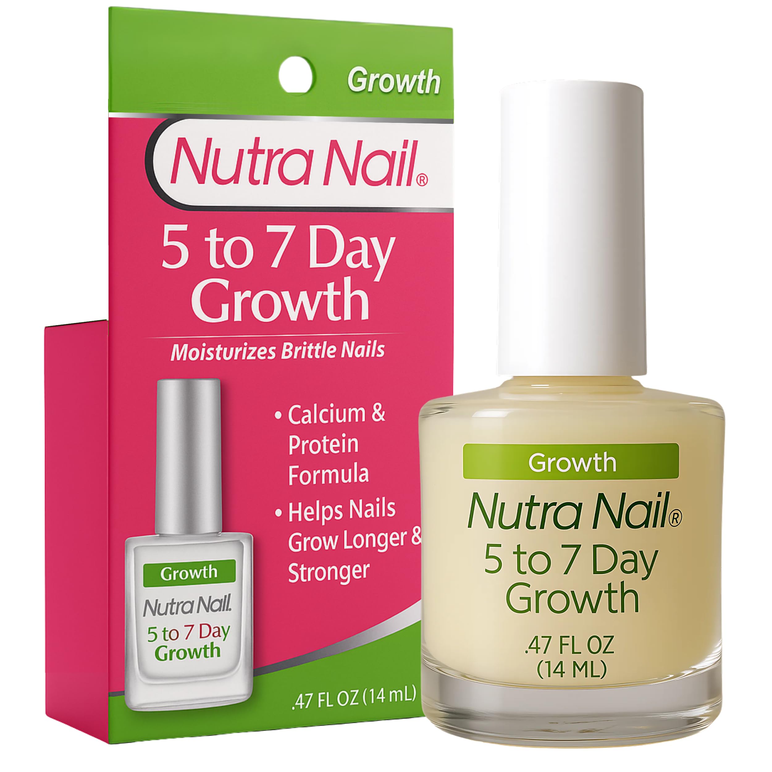Nutra Nail 5-7 Day Growth bottle close-up highlighting growth formula benefits