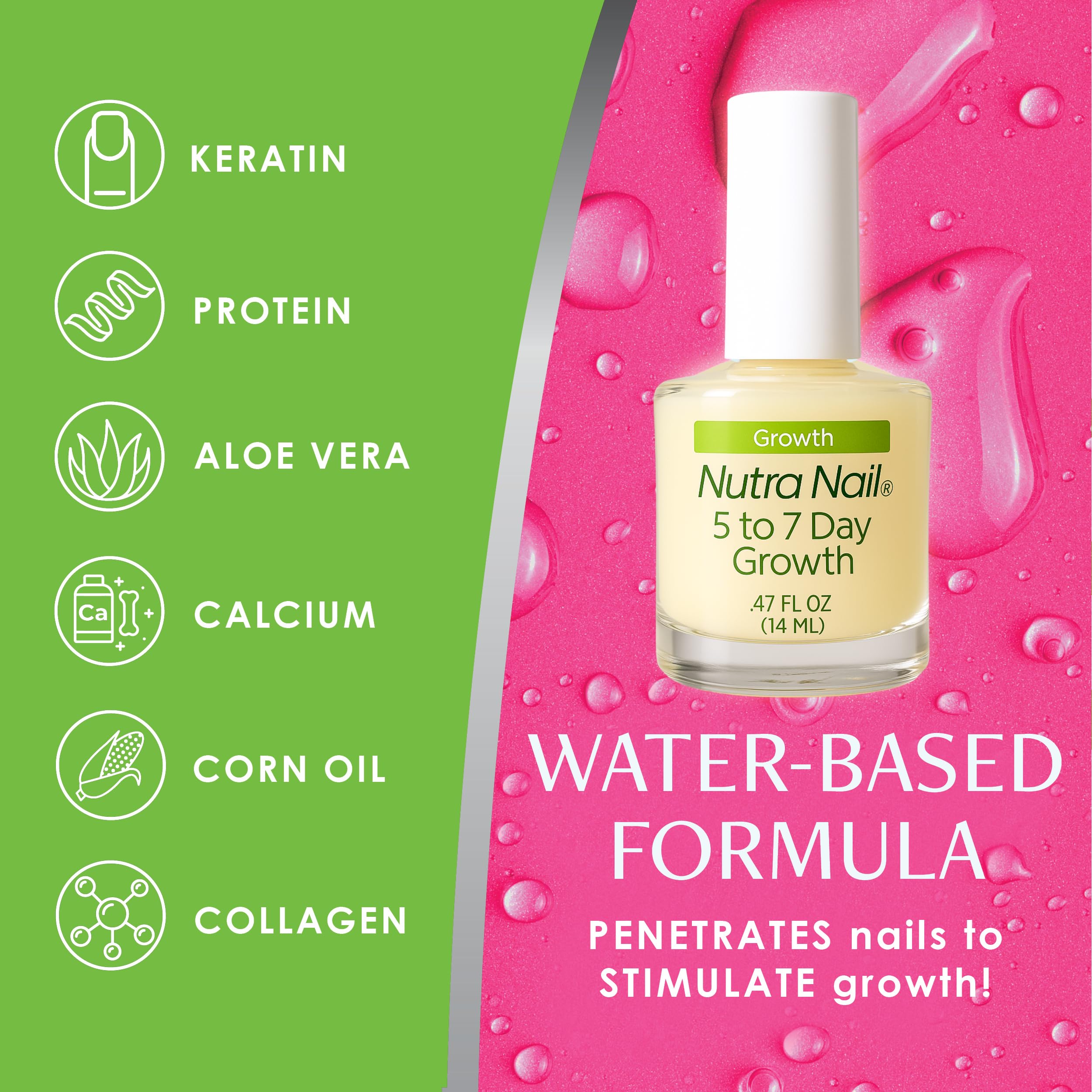 Nutra Nail collagen and calcium ingredients panel suggests nourishing formula