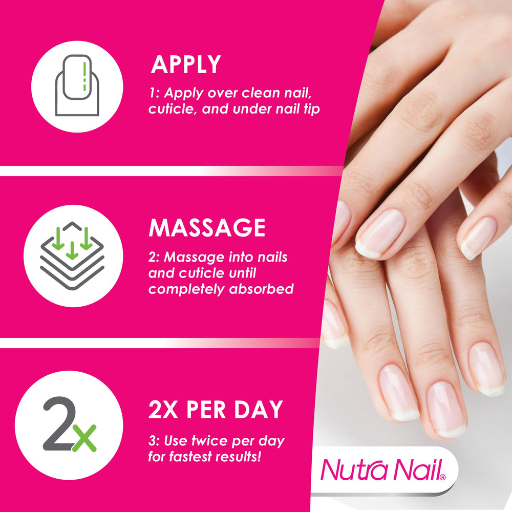 Nutra Nail growth treatment being brushed over nails in daily regimen