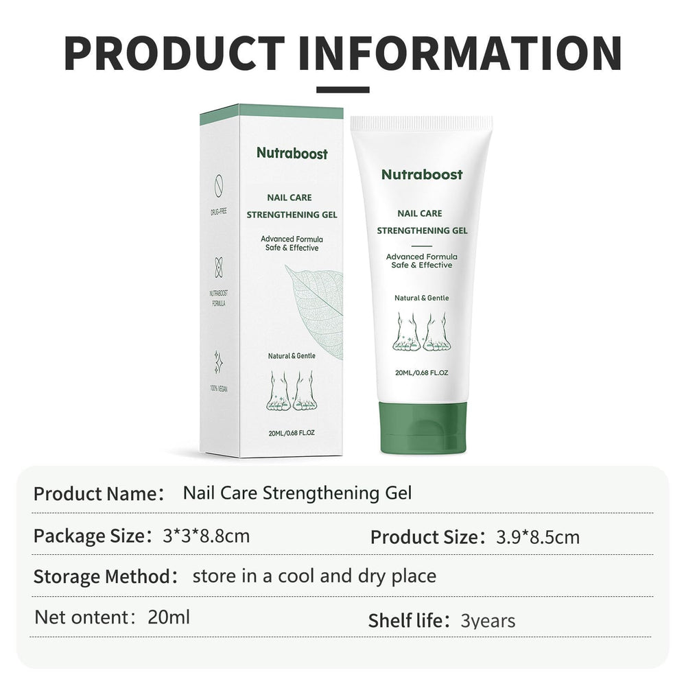 Nutraboost Nail Care Gel application shows soothing moisturizer for healthy nails