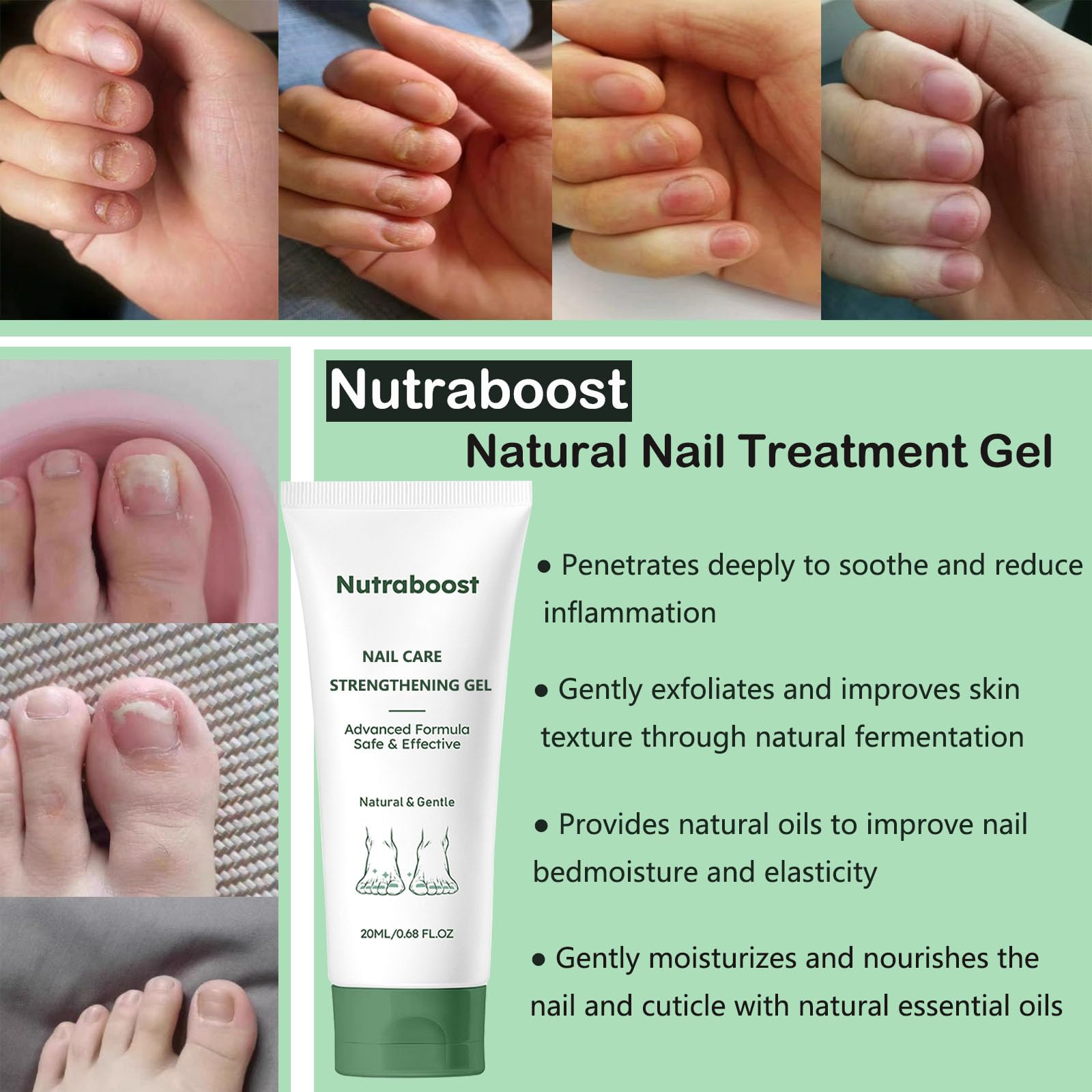 Nutraboost Nail Care Gel texture detail suggests moisturizing feel