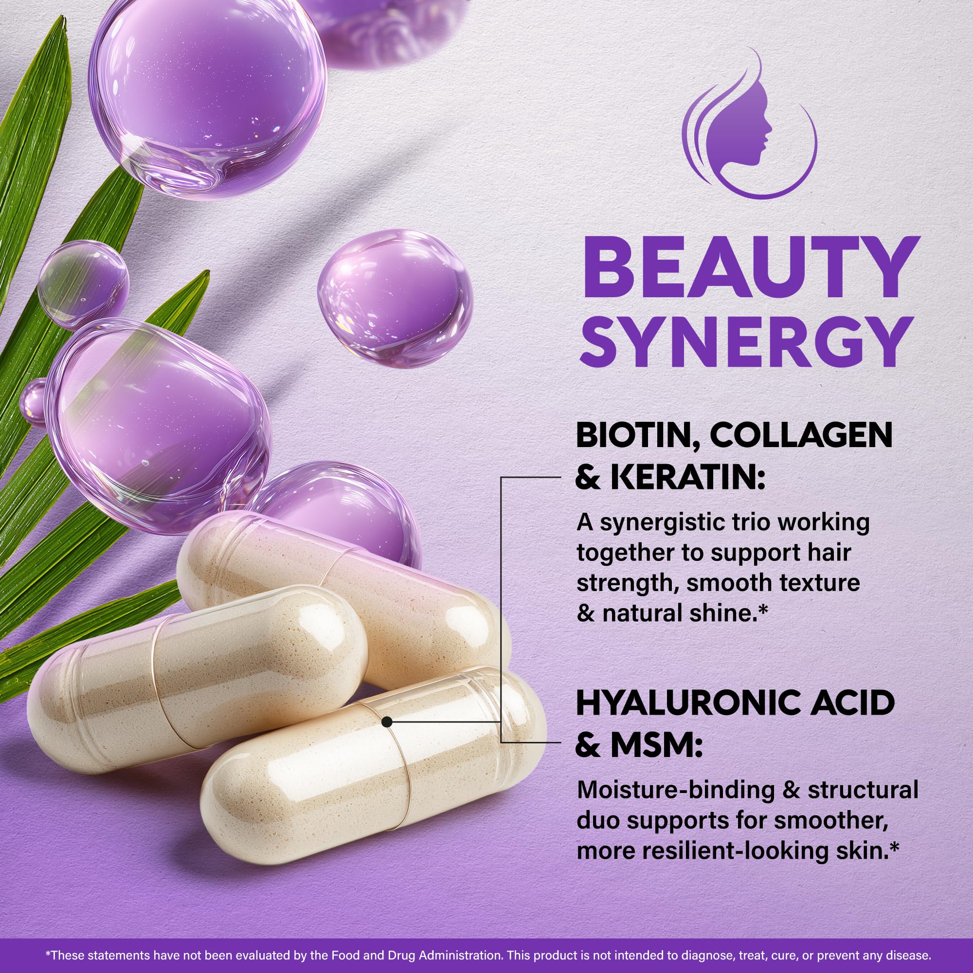 two capsules resting on a palm illustrating easy daily dose with nutraharmony