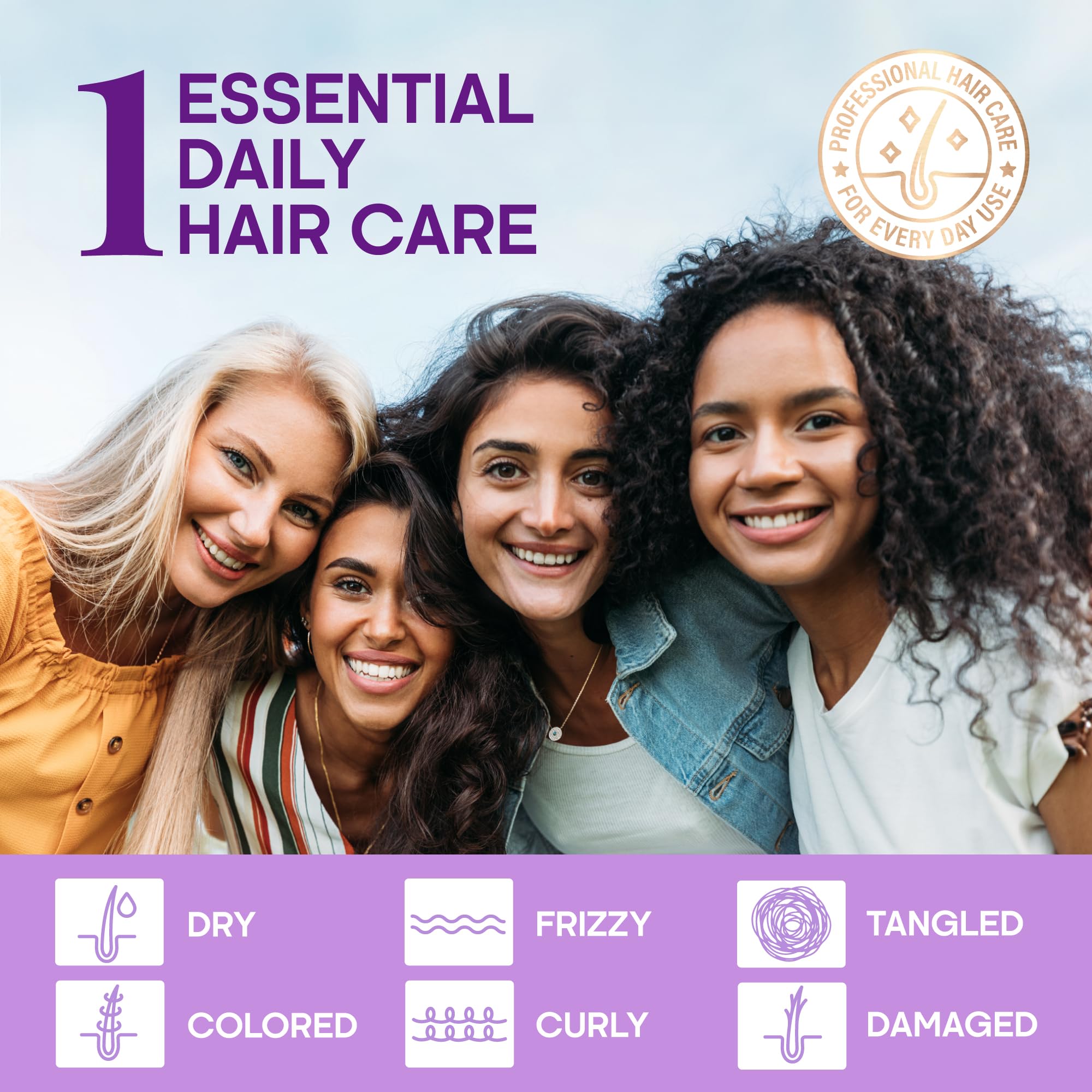 NUTRAHARMONY Hydrating Hair Serum on dry hair shows frizz control and smoothness.