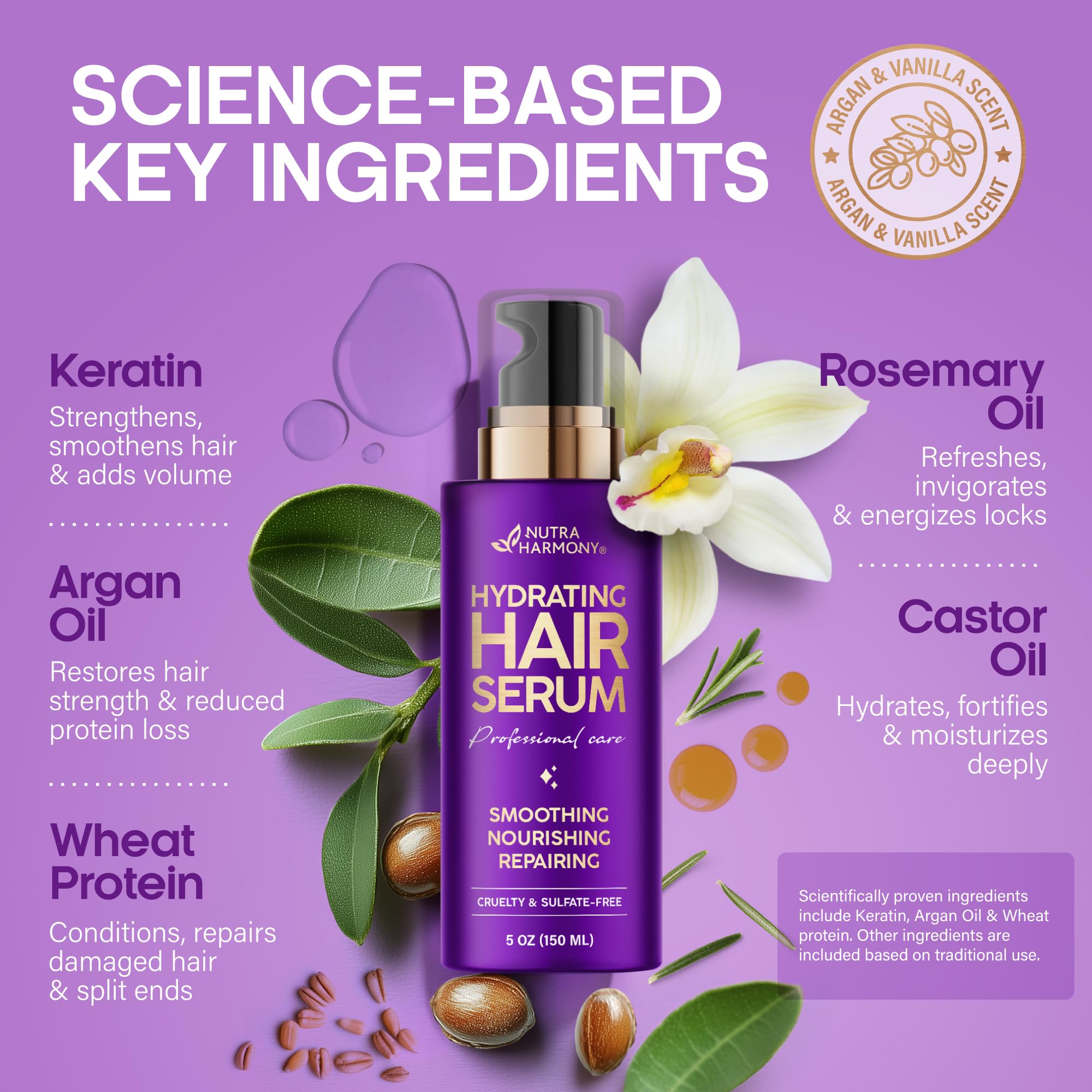 NUTRAHARMONY Hydrating Hair Serum dispensing closeup highlights easy, even application.