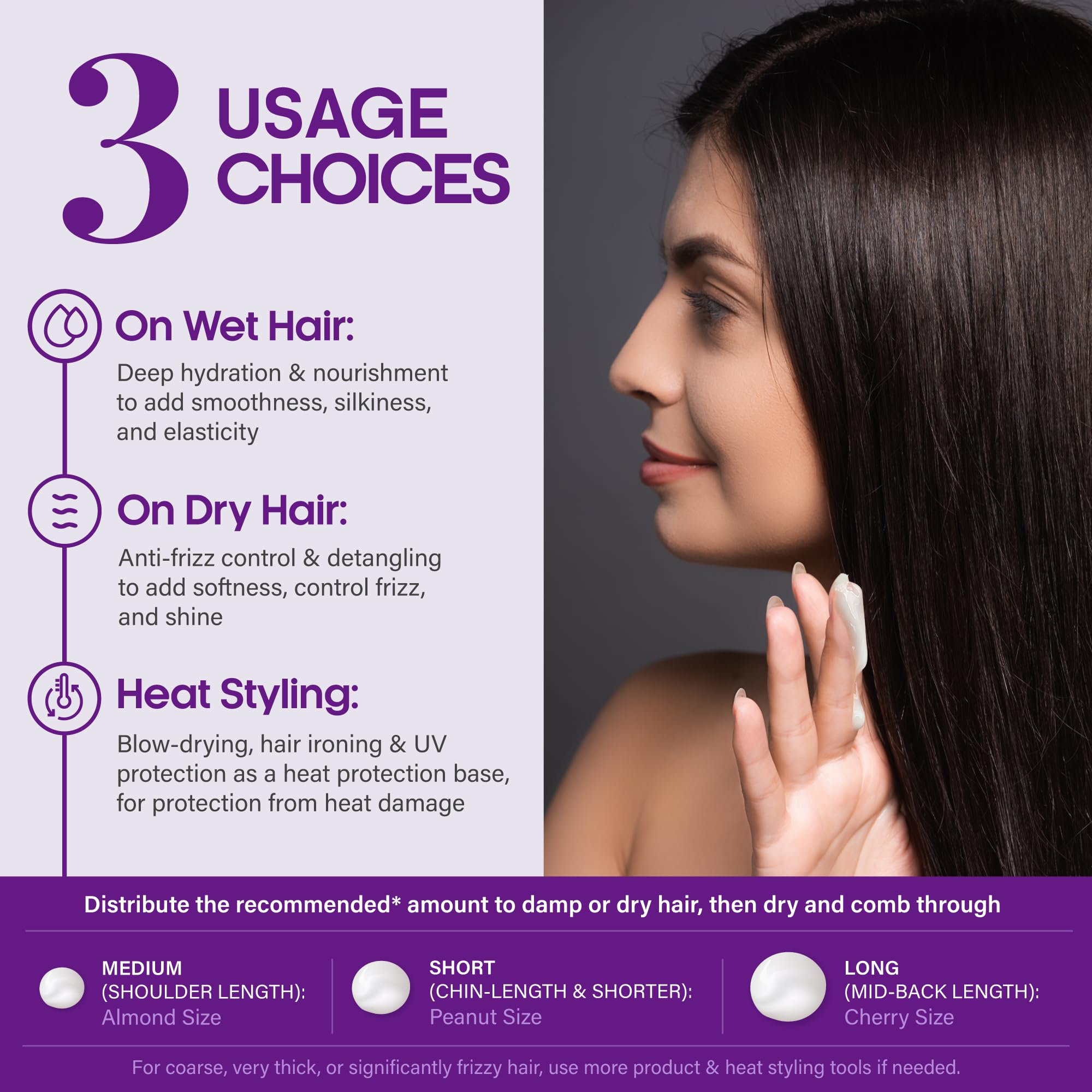 NUTRAHARMONY Hydrating Hair Serum closeup reveals natural shine.