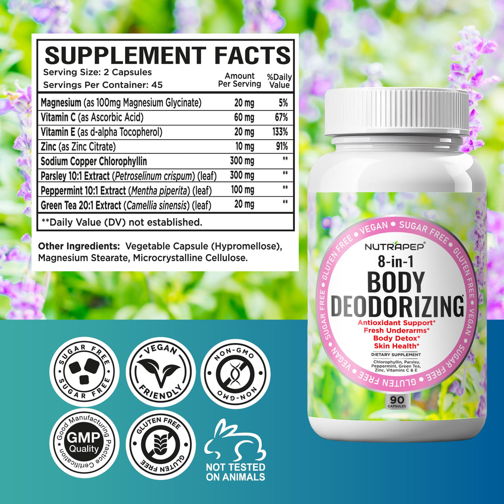 NutraPep capsules taken with meals shown for consistent internal freshness