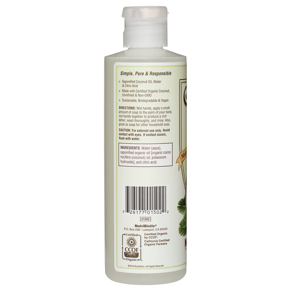 NutriBiotic coconut oil soap small-batch label in California facility context