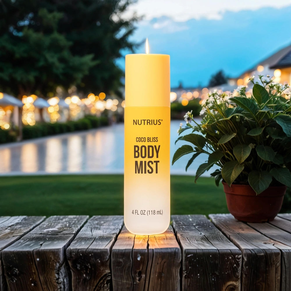 Nutrius Coco Bliss mist on skin for hydrating feel