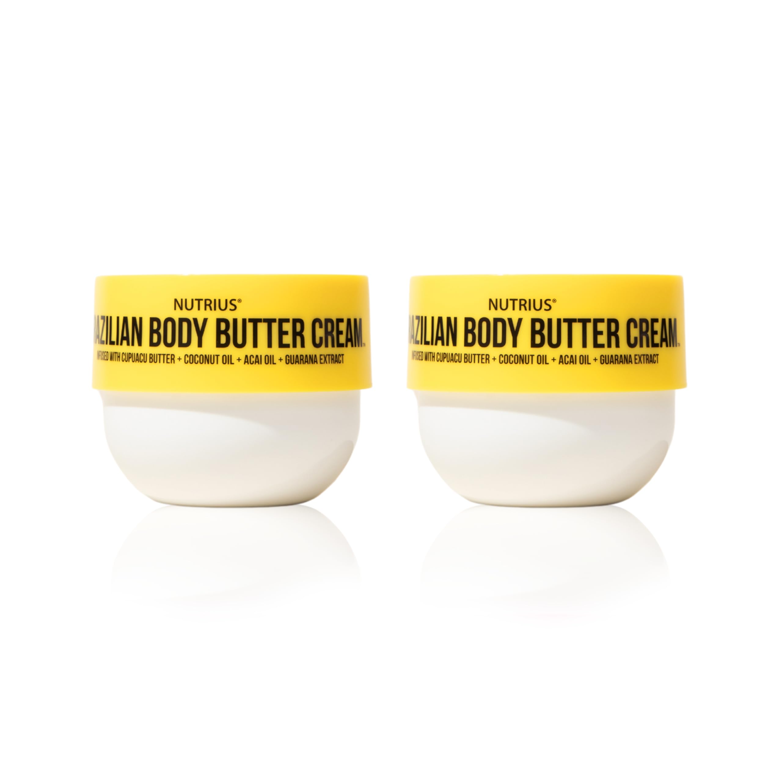 Nutrius Brazilian Body Butter 2-Pack packaging showcases smooth, non-greasy hydration