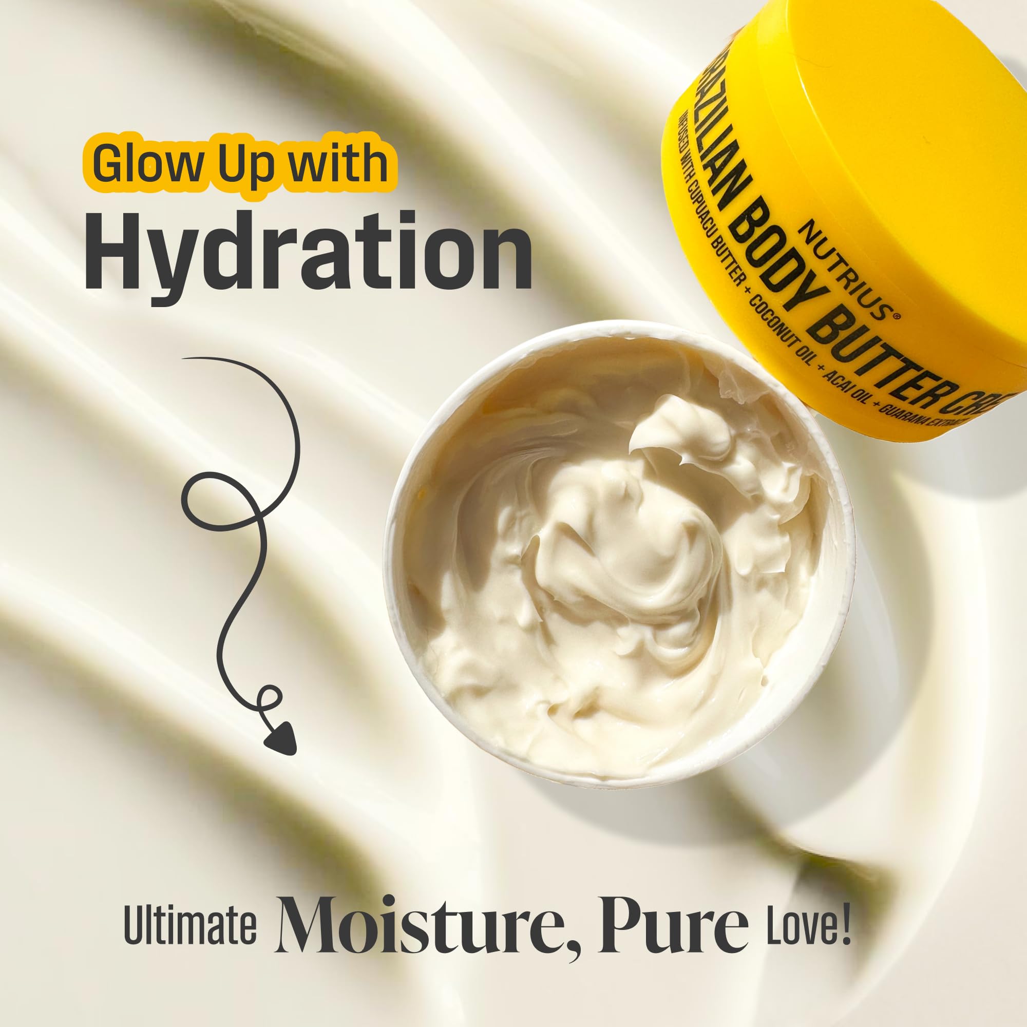 Nutrius Brazilian Body Butter Cream guarana extract highlighting energizing absorption