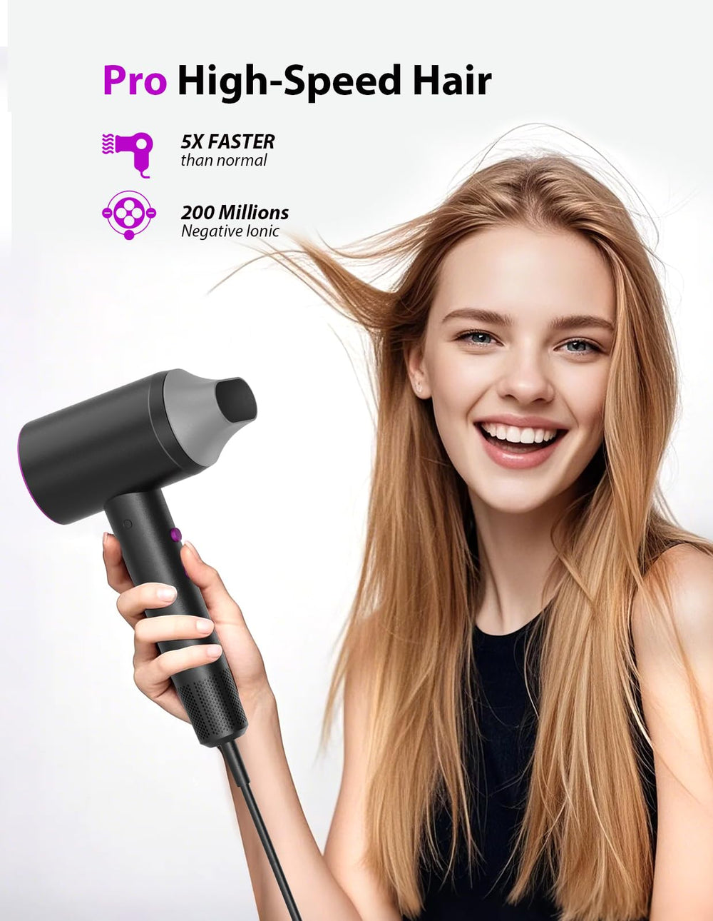 NUTROMO hair dryer travel compact design demonstrates portable styling on the go.