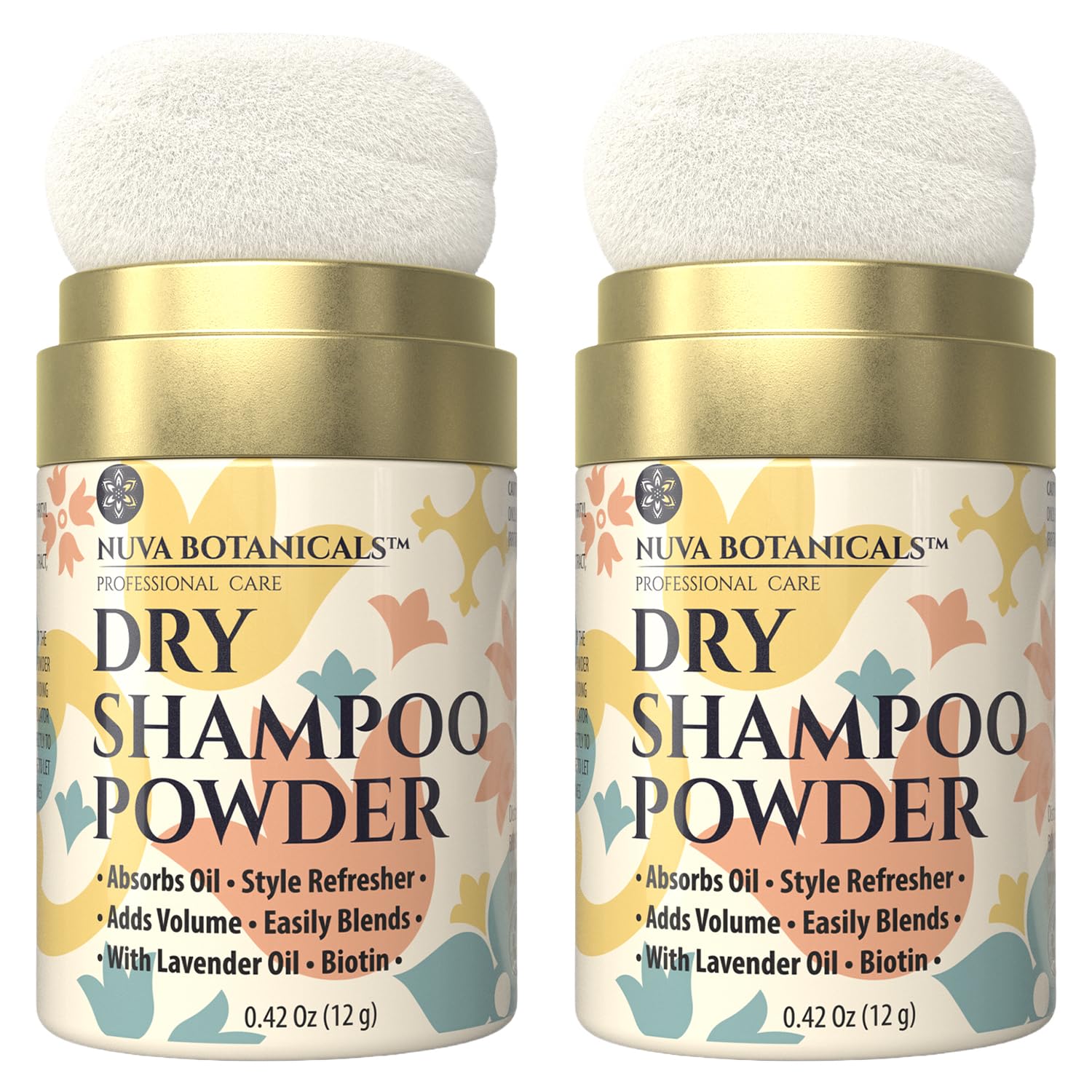 Nuva Botanicals dry shampoo 2pc front view for quick oil absorption on the go