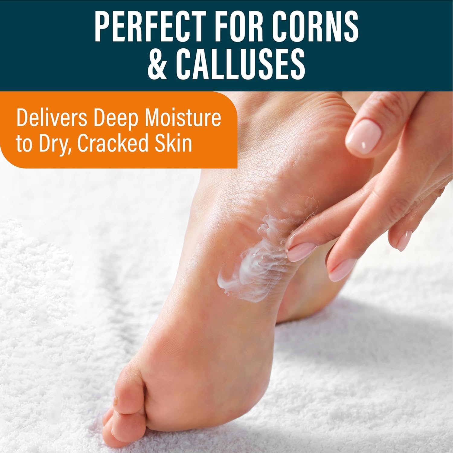 NUVADERMIS Cracked heels before-after mini illustration suggesting improved skin feel.