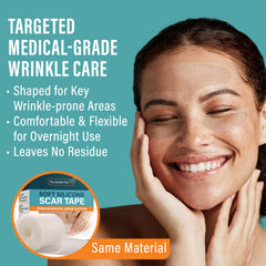 NUVADERMIS eyes and smile line patches reduce fine lines while you sleep.