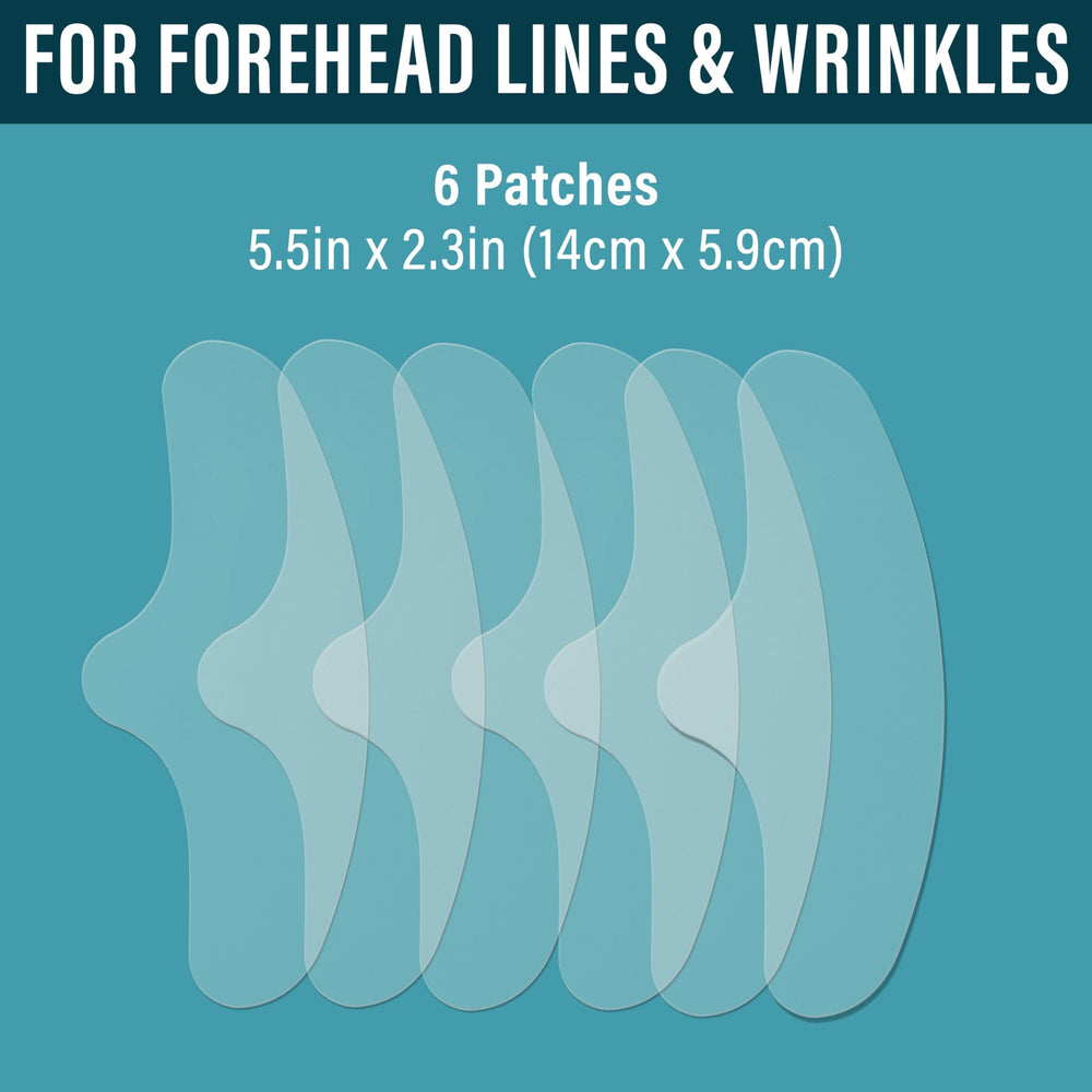 NUVADERMIS forehead patches close-up showing flexible medical-grade silicone.