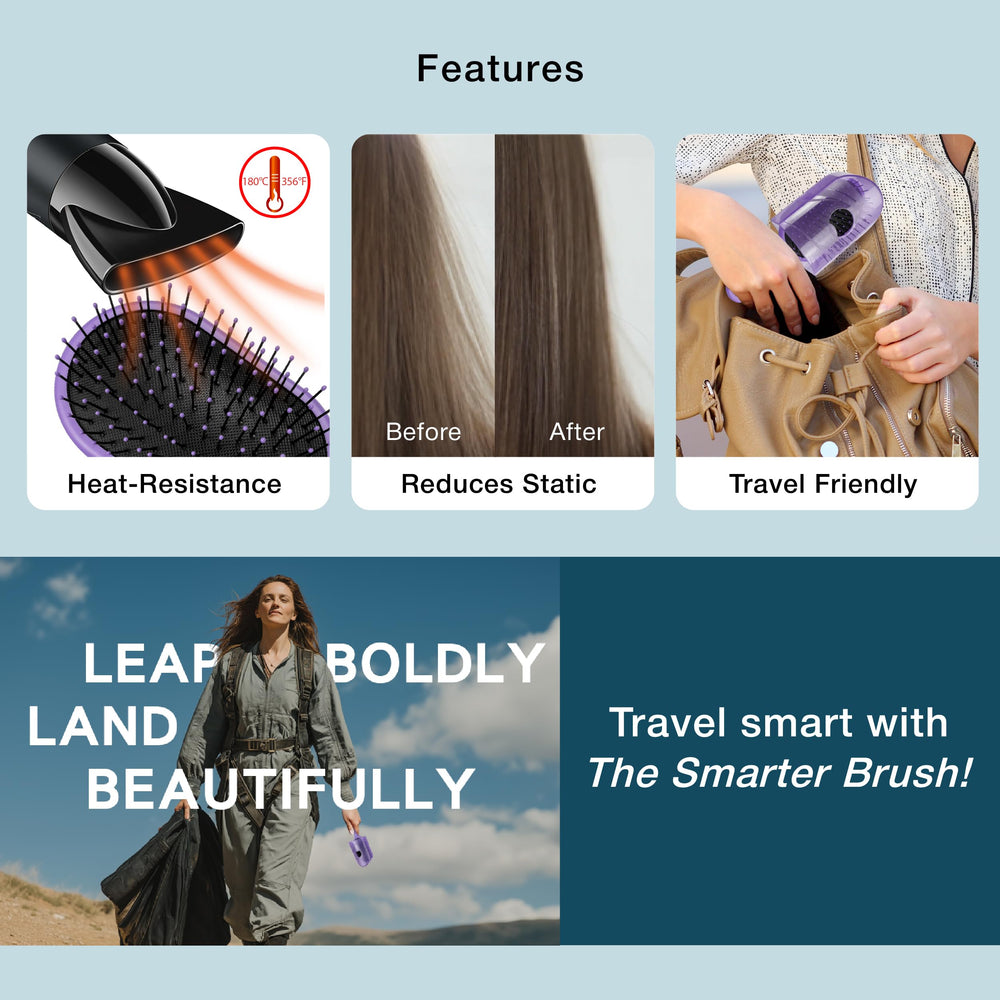 NuWay 4HAIR Traveler Brush dimensions help plan packing