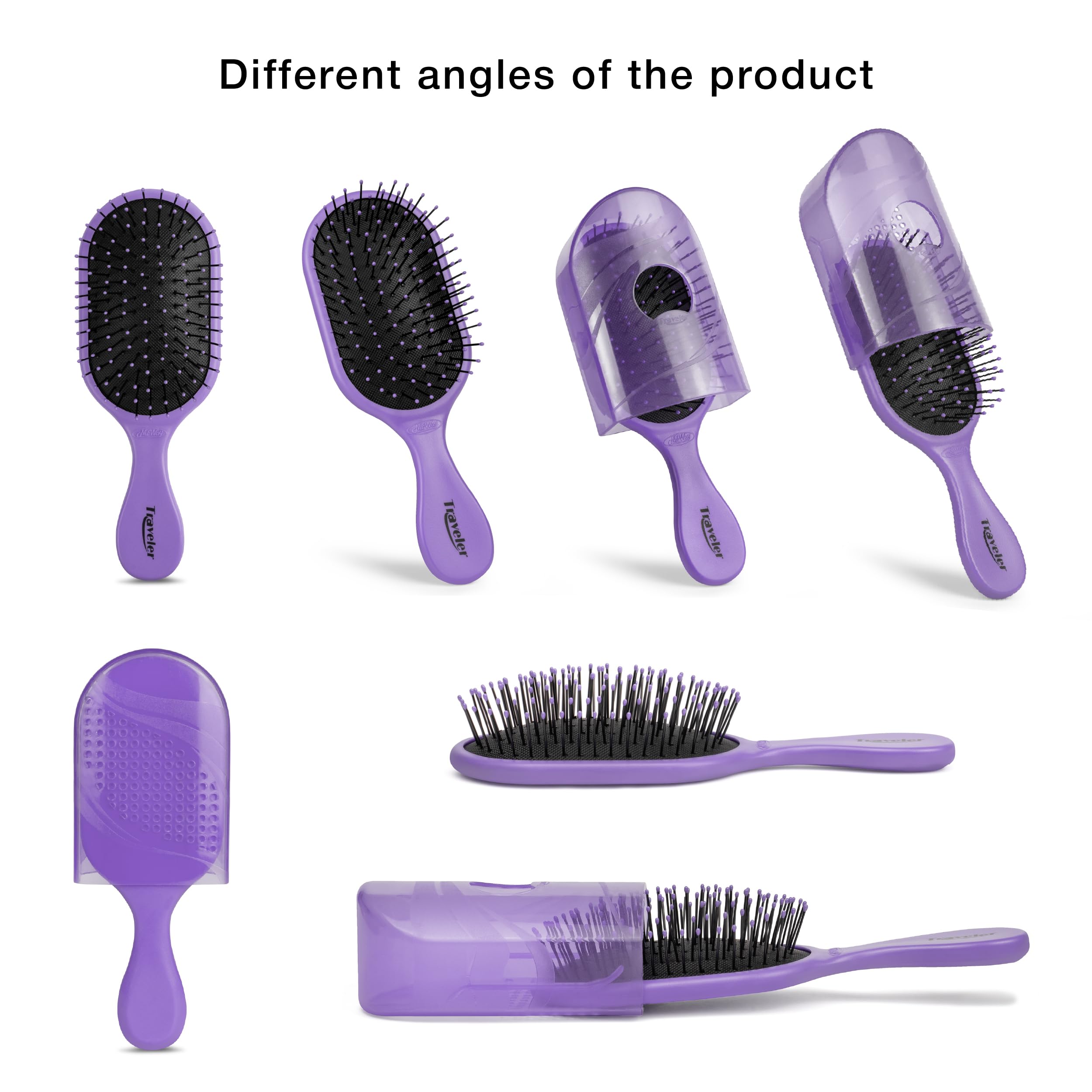 NuWay 4HAIR Lavender travel brush fits in bags and purses