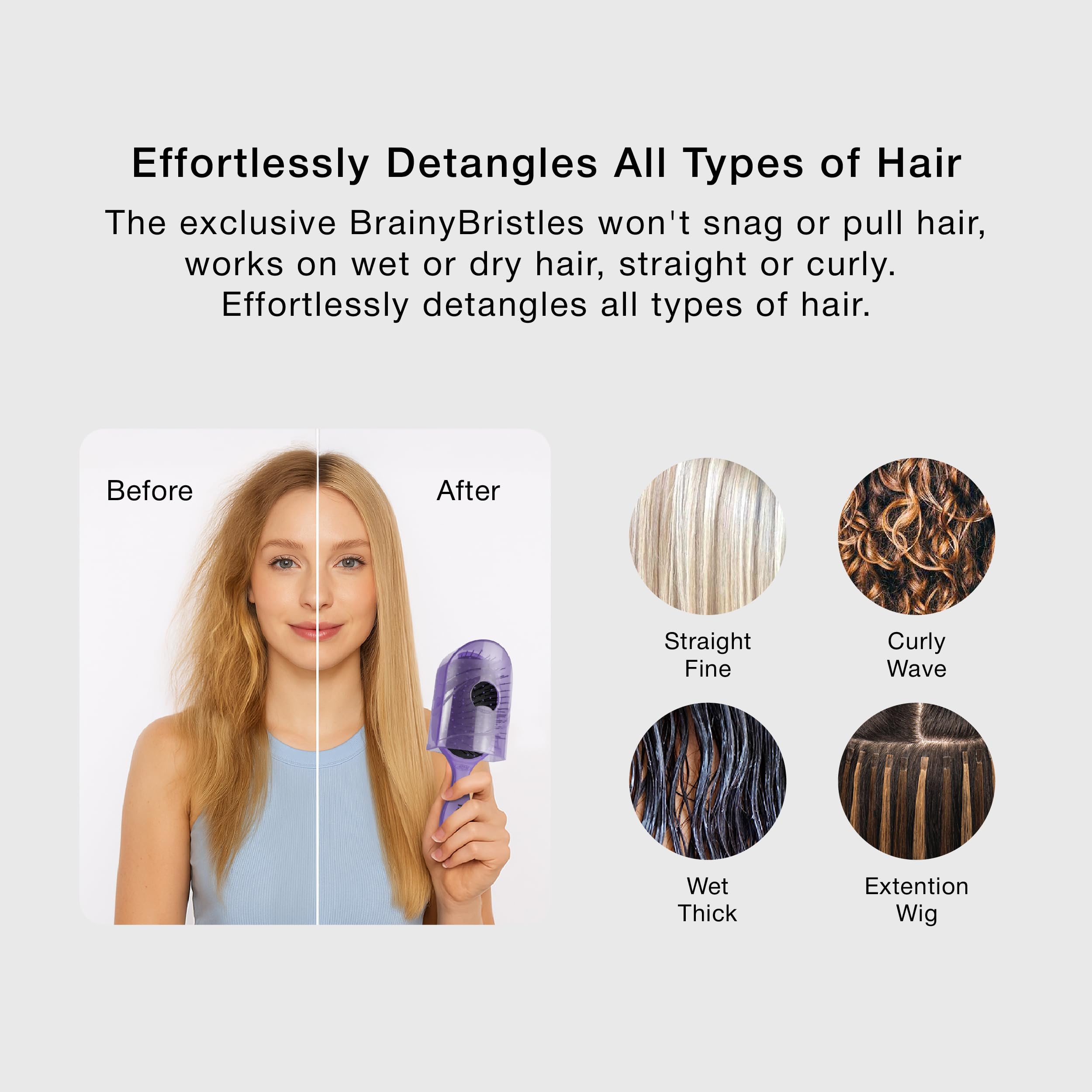 NuWay 4HAIR travel brush withstands heat up to 180°C for styling