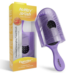 NuWay 4HAIR Traveler Brush Lavender in protective case on the go