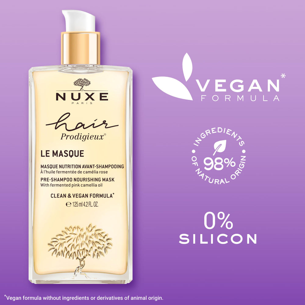 Nuxe Hair Prodigieux camellia oil image shows vitality and radiant shine