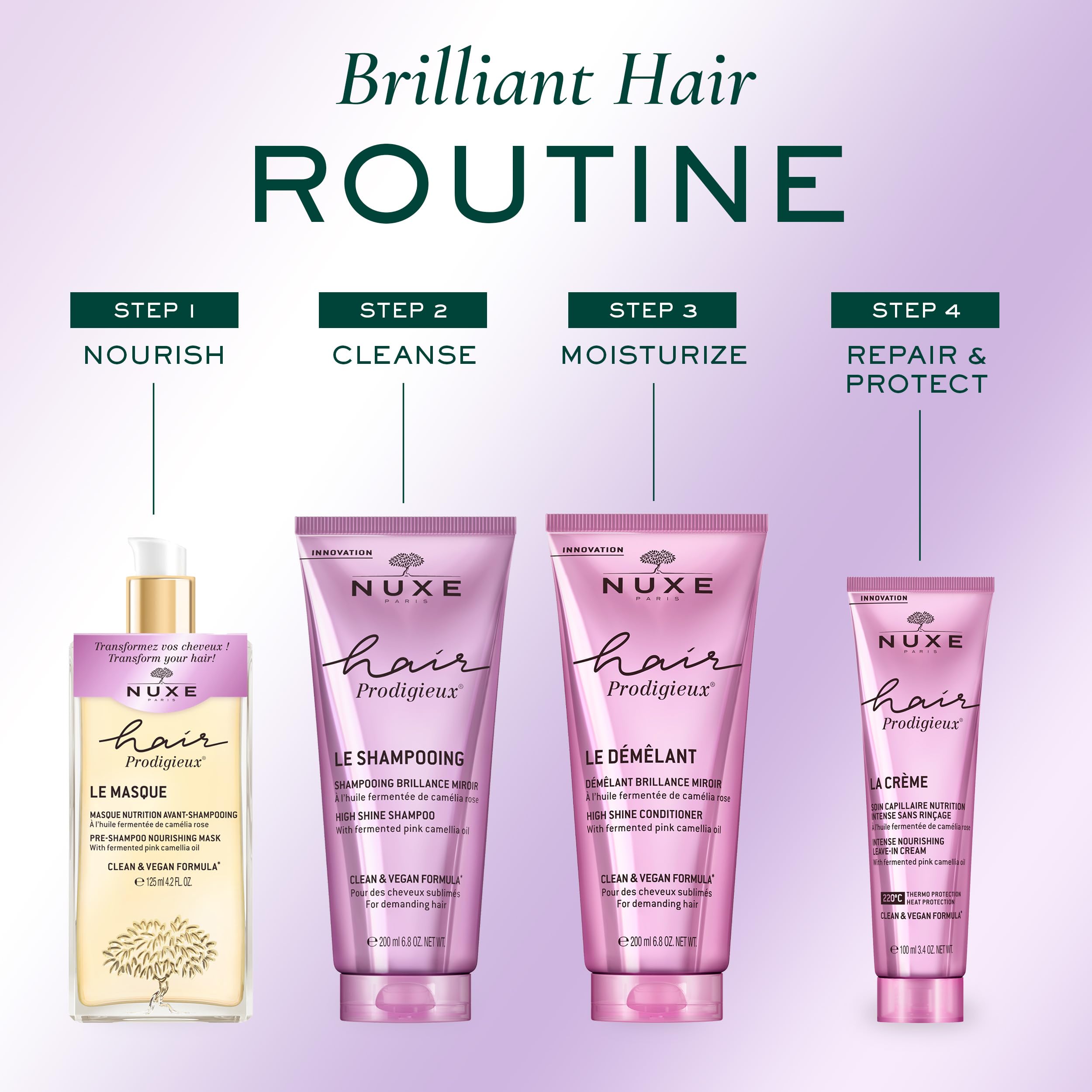 Nuxe Hair Prodigieux High Shine Conditioner texture-swatches reveal glossy finish.