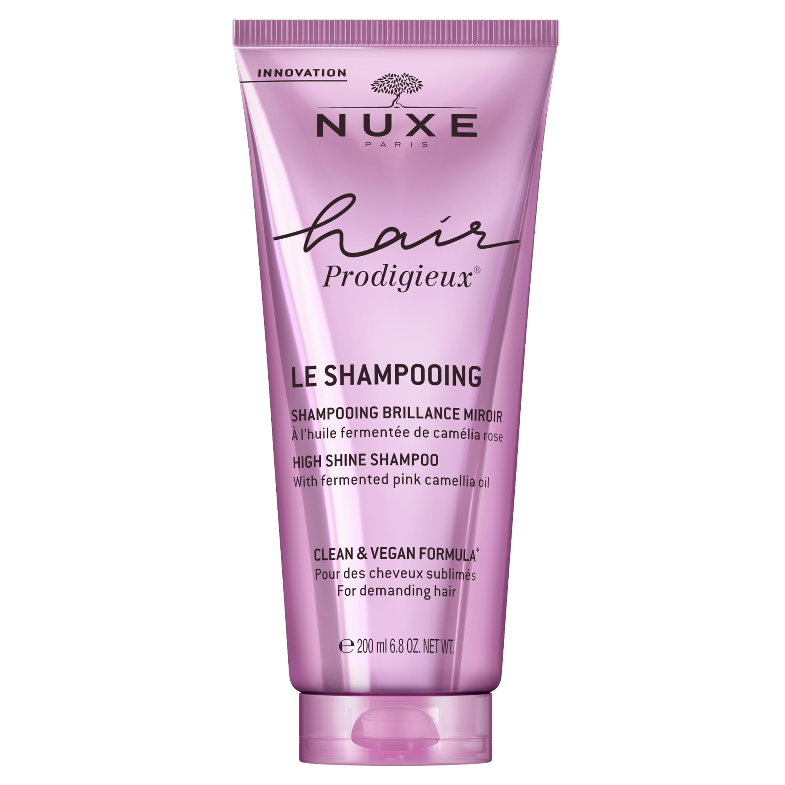 Nuxe Hair Prodigieux High Shine Shampoo bottle for daily shine and nourishment.