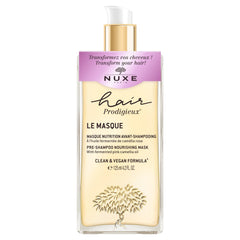 Nuxe Hair Prodigieux pre-shampoo mask bottle ready for pre-wash nourishment