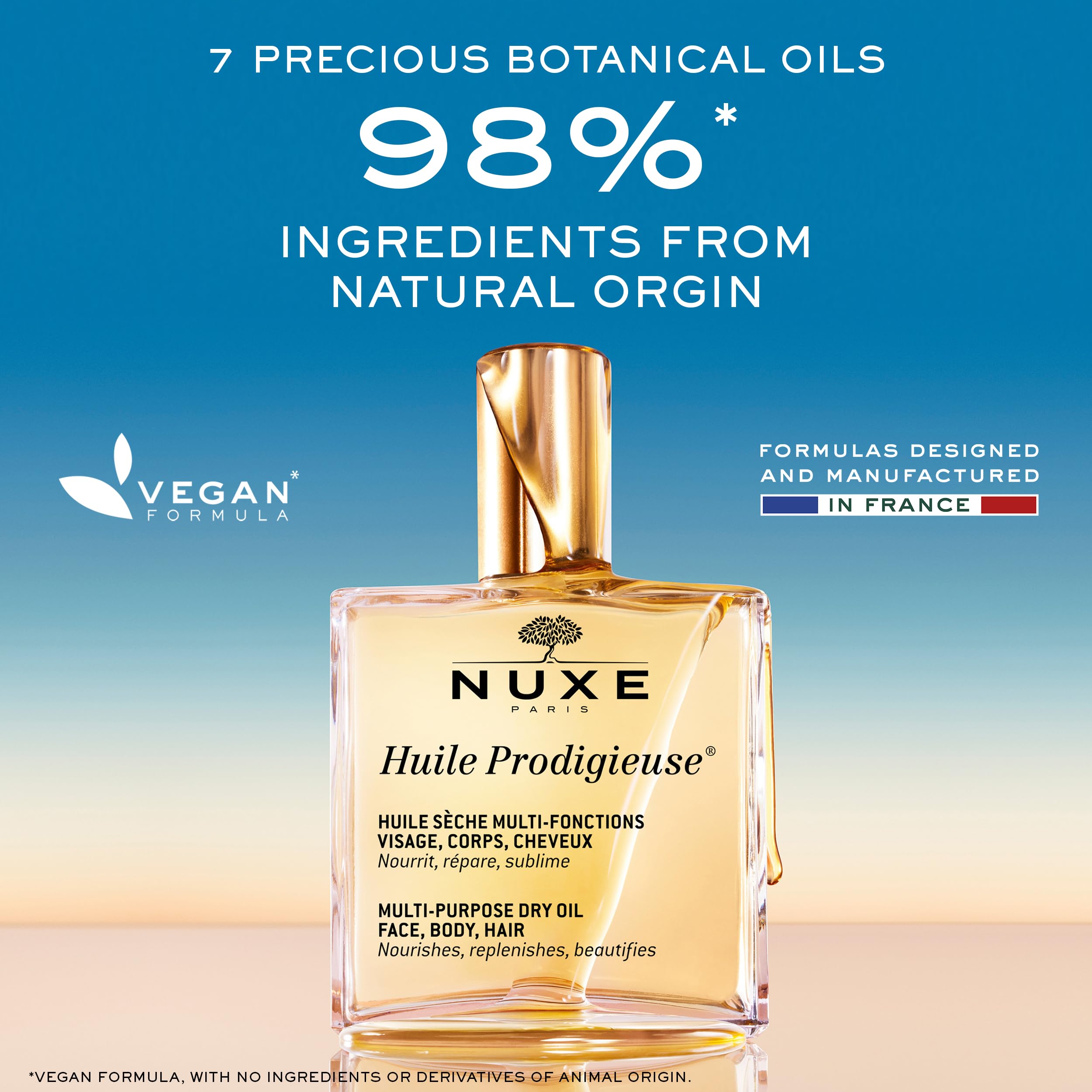 Nuxe Huile Prodigieuse body ritual on skin with satin sheen.