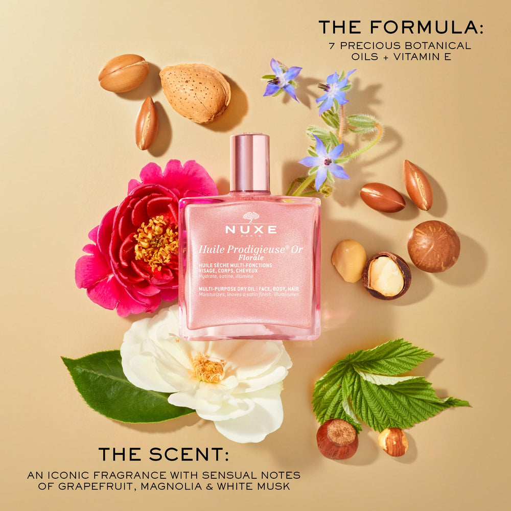 Nuxe Huile Prodigieuse Floral Made in France luxury skincare bottle