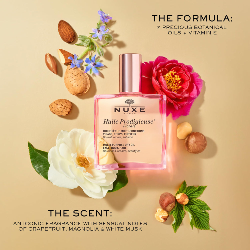 Nuxe Huile Prodigieuse Floral texture being absorbed leaving soft, non-greasy skin