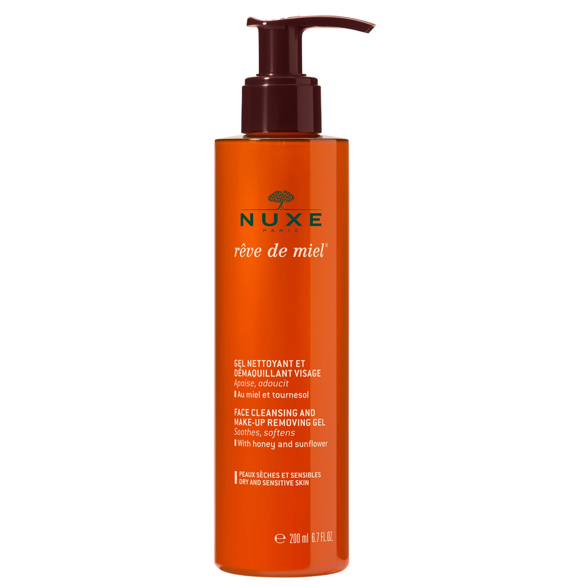NUXE Rêve de Miel face cleanser jar close-up showing creamy texture for sensitive skin cleansing.