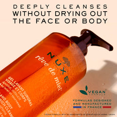 Nuxe Reve de Miel honey and sunflower ingredients visual for natural cleansing