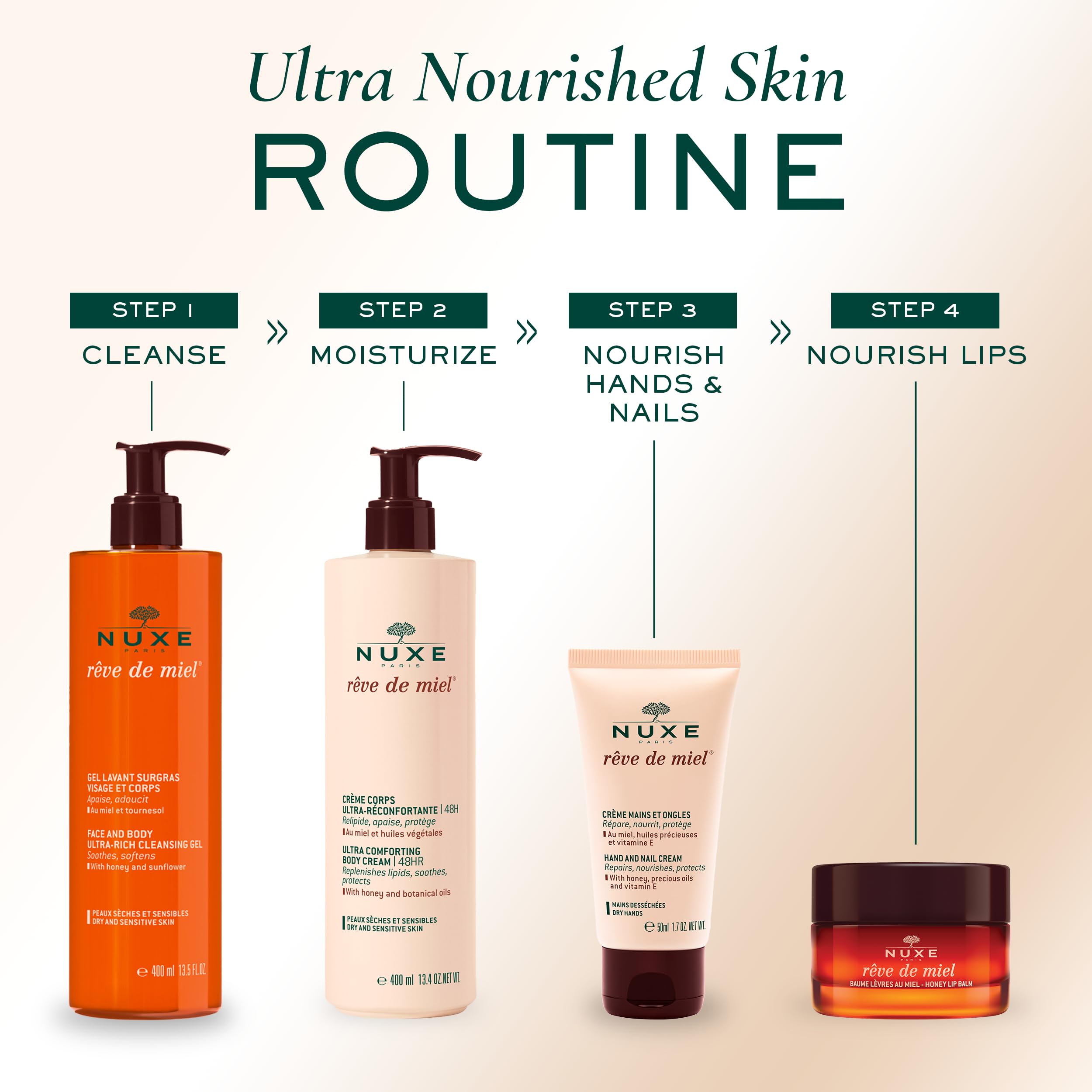 Nuxe Reve de Miel jar and cap close-up shows easy application.