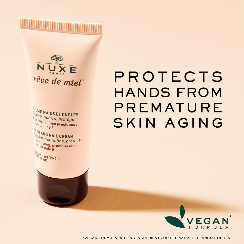 Nuxe Reve de Miel silky texture shown during hand application.