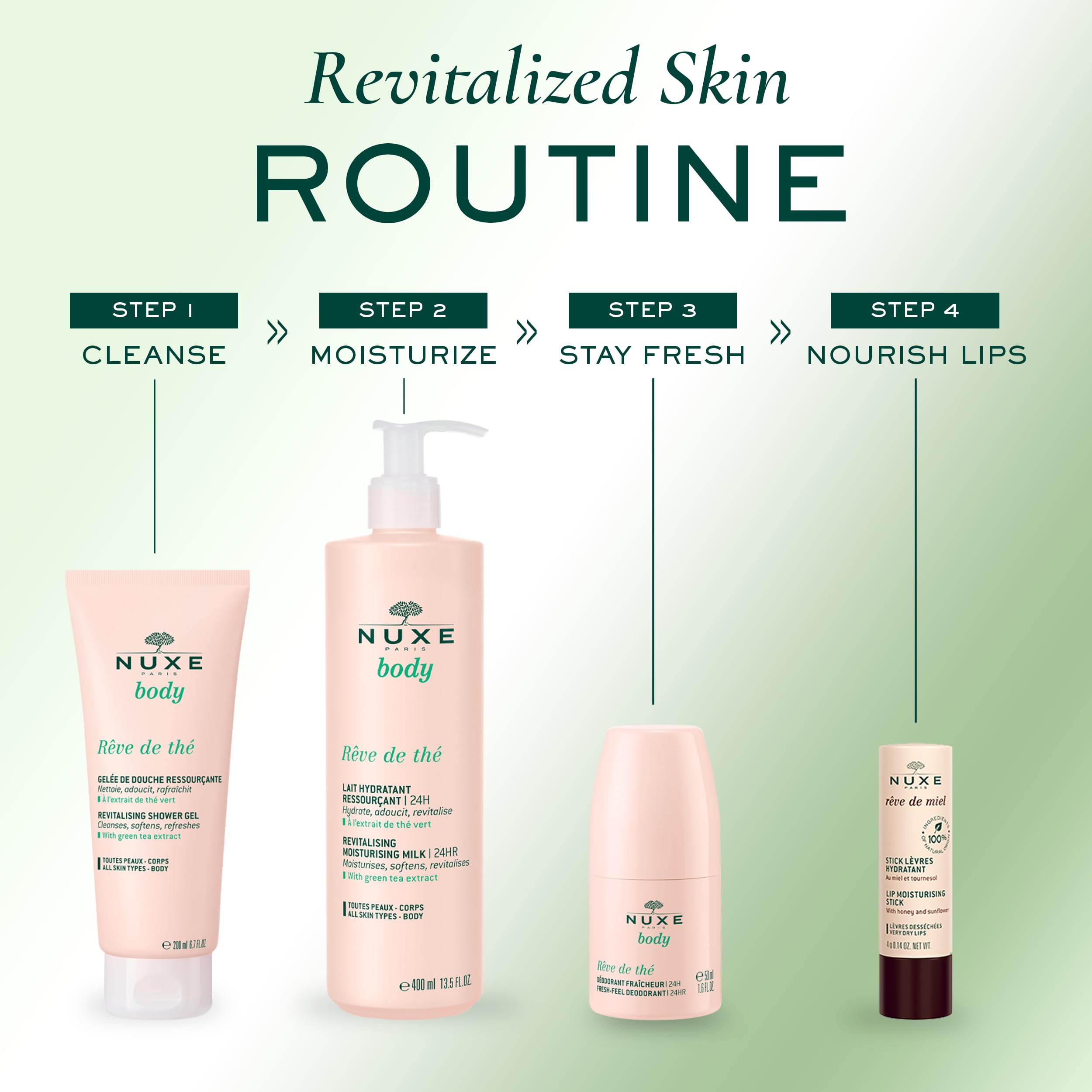 NUXE Rêve de Thé 24-hour protection concept banner for lasting odor control.