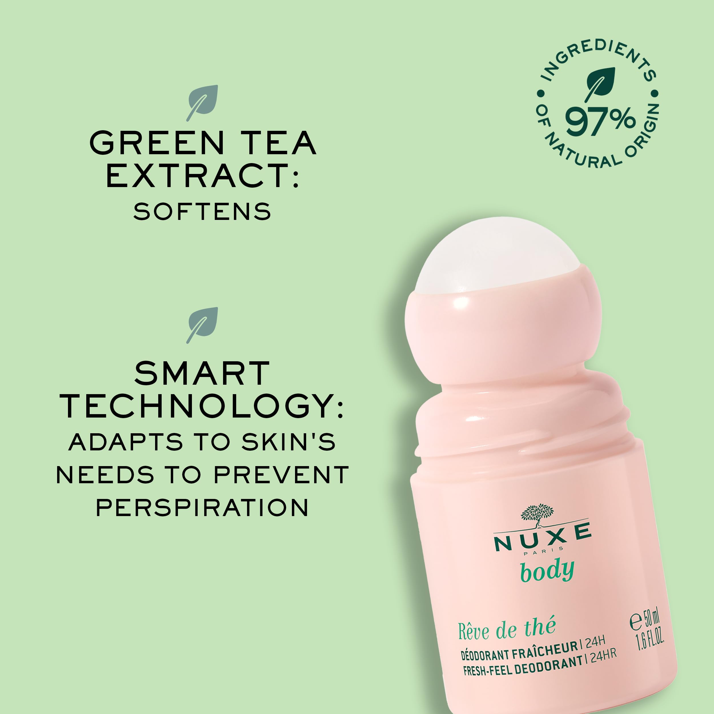 NUXE Rêve de Thé fast-absorbing fluid demonstrates quick-dry finish.