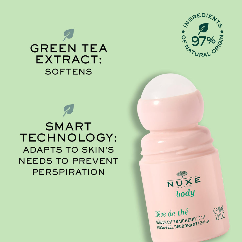 NUXE Rêve de Thé fast-absorbing fluid demonstrates quick-dry finish.
