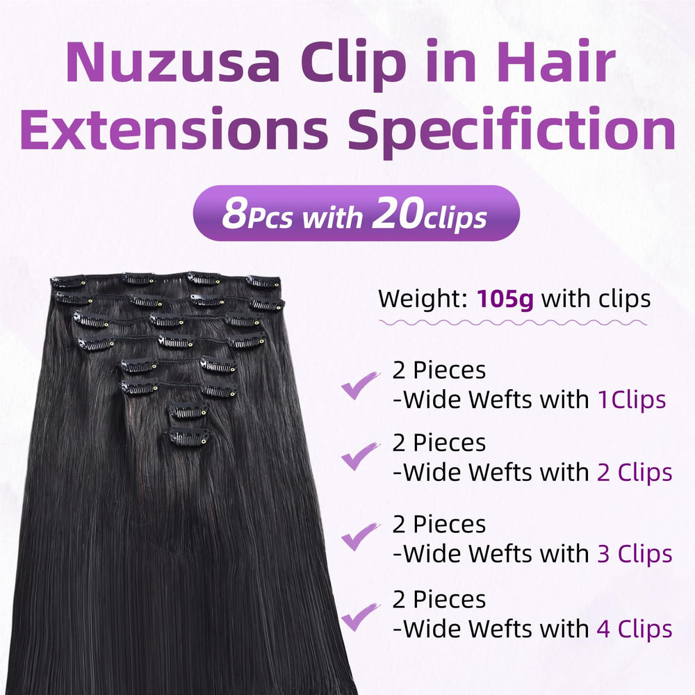 Nuzusa clip-in extensions back view for added volume