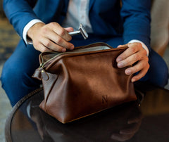 NV Holders brown stitch detail highlights handcrafted European craftsmanship.
