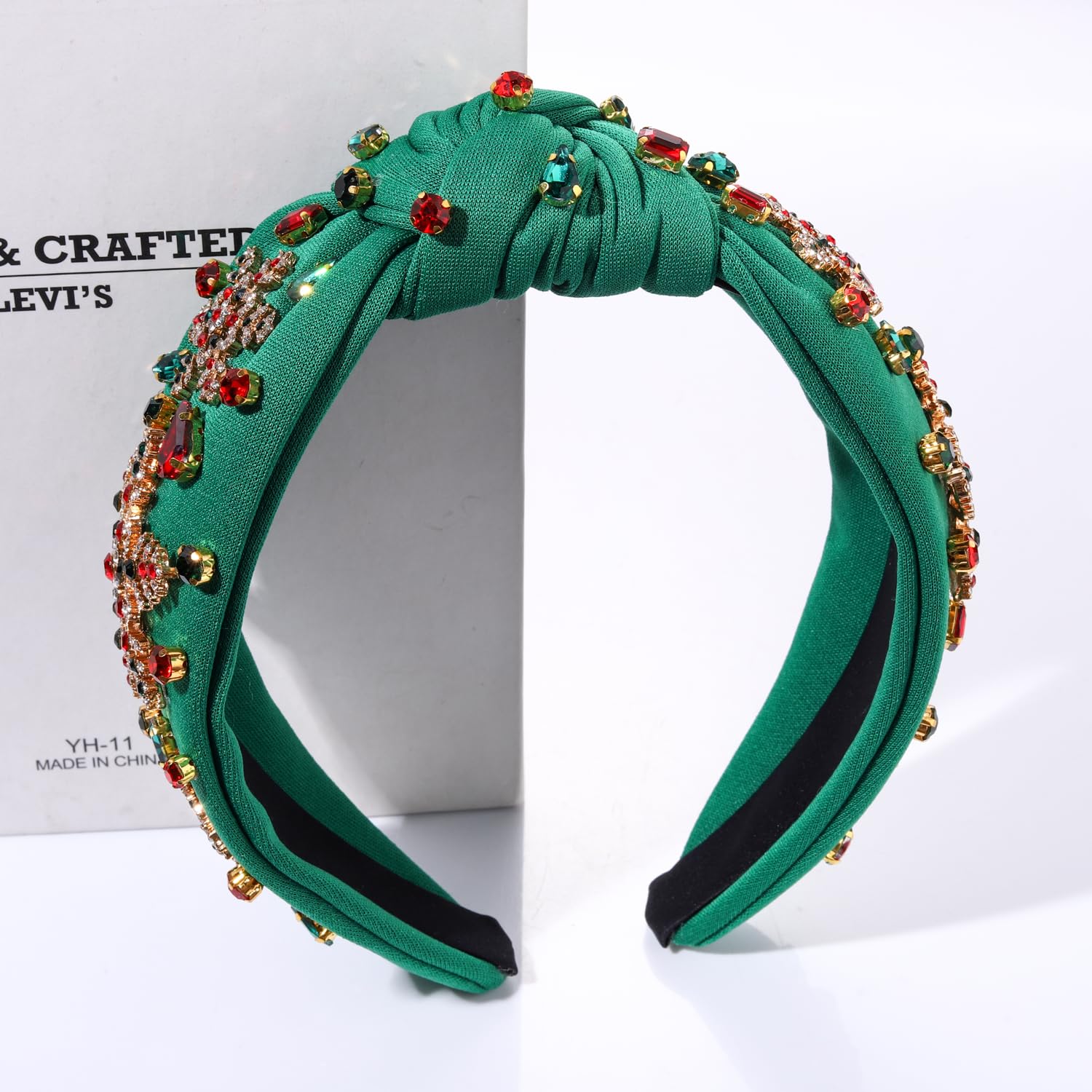 NVENF Christmas headband Plaid fabric base complements seasonal outfits.
