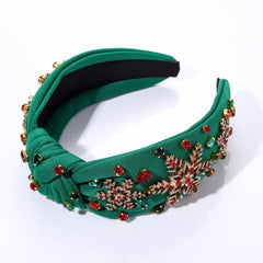 NVENF Christmas headband Top knot design offers chic holiday styling.