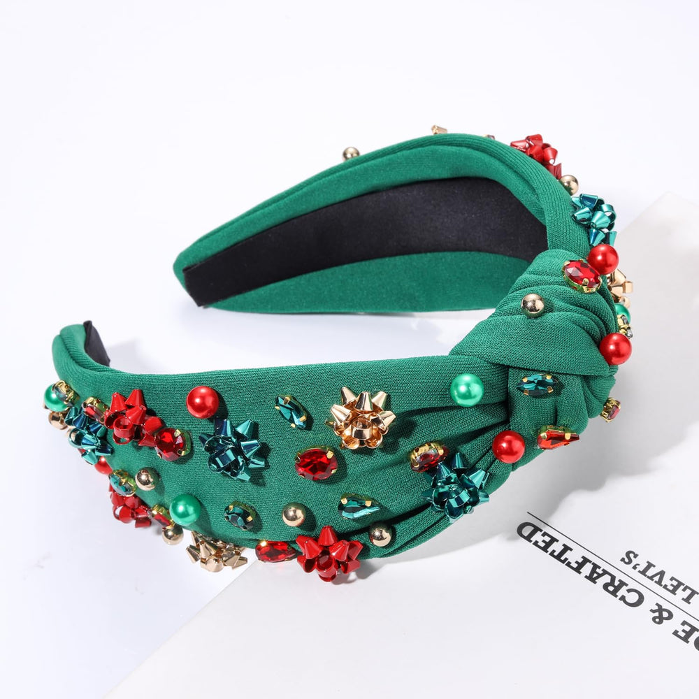 NVENF jeweled plaid headband flexible-fit design fits most head sizes