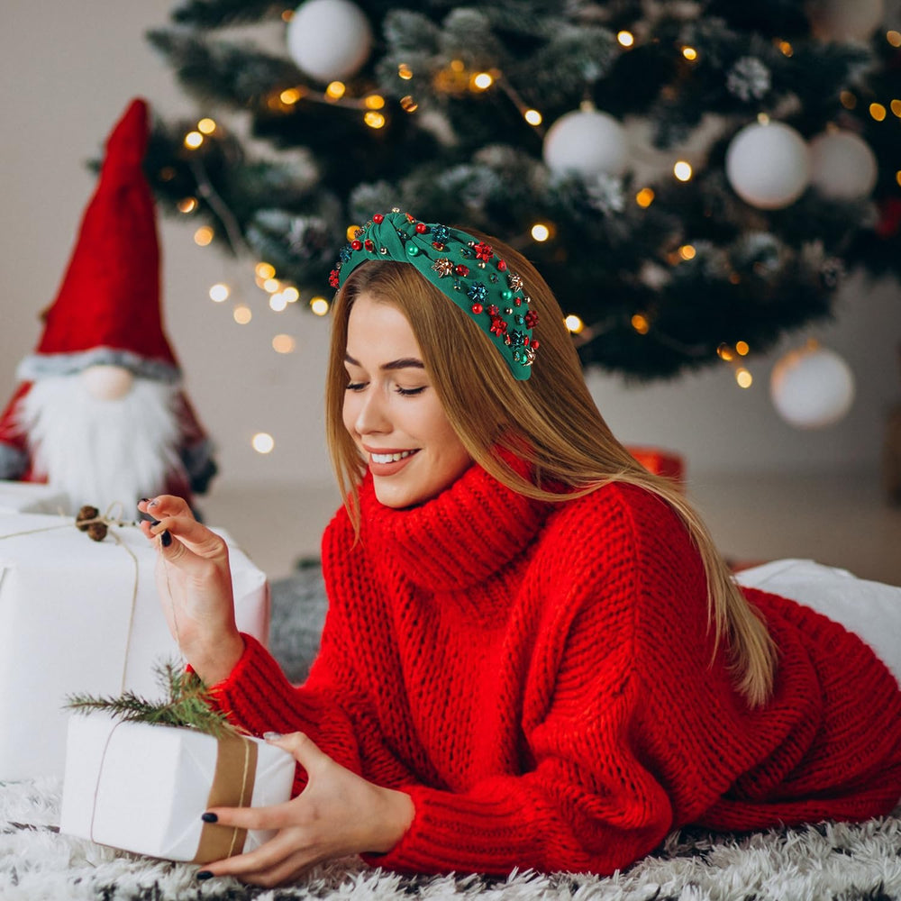 NVENF jeweled plaid headband gift packaging ready for gifting